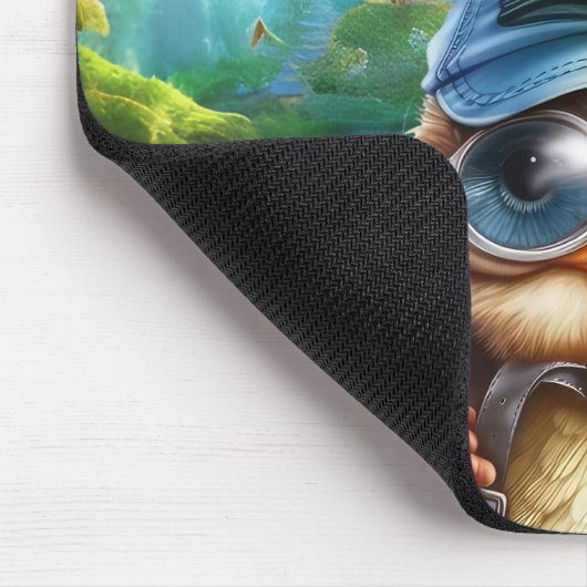 Tapis De Souris Chouette voyageuse dans une forêt enchantée (Coin)