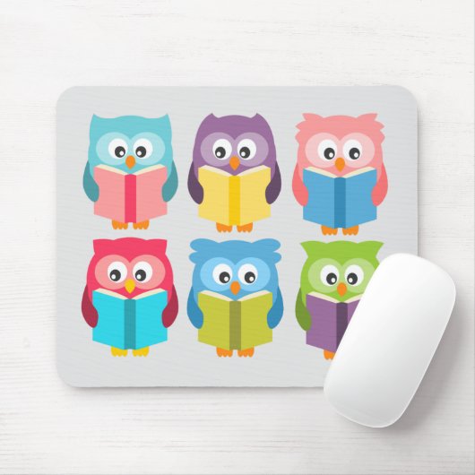 Tapis De Souris Chouettes à lire mignonnes (Avec souris)