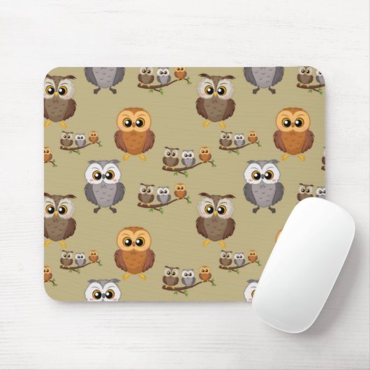 Tapis De Souris Chouettes adorables (Avec souris)