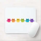 Tapis De Souris Chouettes arc-en-ciel (Avec souris)