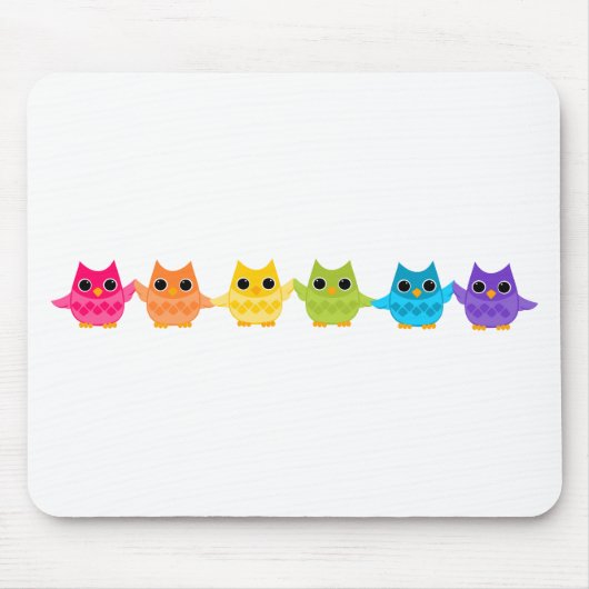 Tapis De Souris Chouettes arc-en-ciel (Devant)