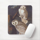 Tapis De Souris Chouettes blanches neigeuses dans une nuit d'horre (Avec souris)