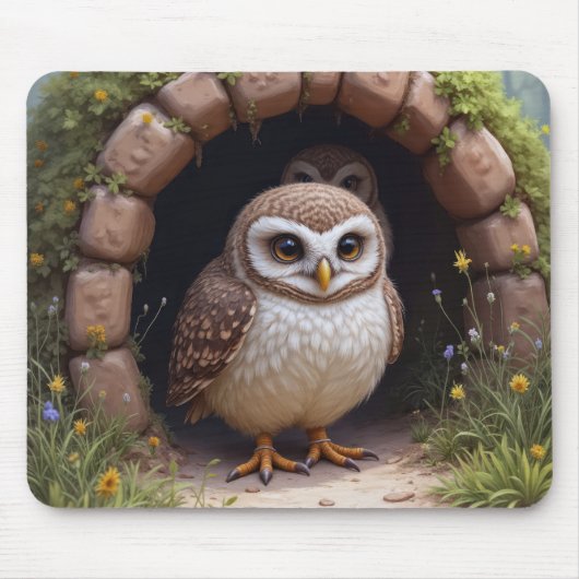 Tapis De Souris Chouettes brulantes dans une grotte (Devant)