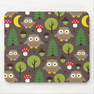Tapis De Souris Chouettes Dans La Plaque De Souris De La Forêt