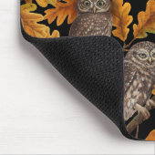 Tapis De Souris Chouettes d'automne sur noir (Coin)