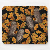 Tapis De Souris Chouettes d'automne sur noir (Devant)