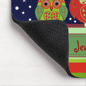 Tapis De Souris Chouettes de Noël mignonnes et nom personnalisé Mo (Coin)