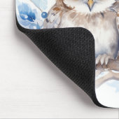 Tapis De Souris Chouettes D'Hiver Aquarelle Sur Branche (Coin)