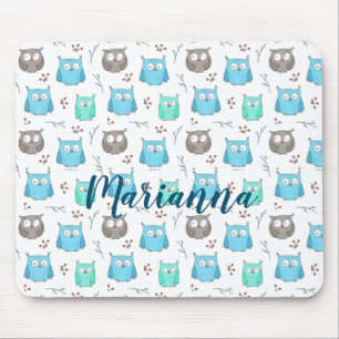 Tapis De Souris Chouettes et branches Motif
