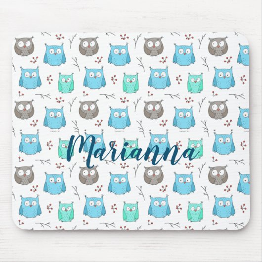 Tapis De Souris Chouettes et branches Motif (Devant)