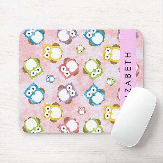Tapis De Souris Chouettes mignonnes, Chouette Motif, Chouettes col (Avec souris)