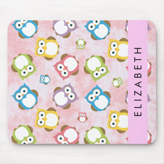 Tapis De Souris Chouettes mignonnes, Chouette Motif, Chouettes col (Devant)