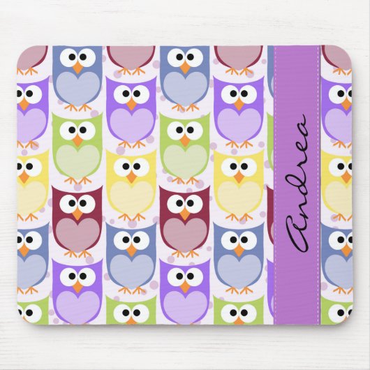 Tapis De Souris Chouettes mignonnes, Chouette Motif, Chouettes col (Devant)