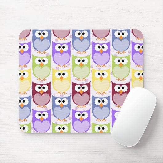 Tapis De Souris Chouettes mignonnes, Chouette Motif, Chouettes pou (Avec souris)