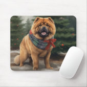 Tapis De Souris Chow Chow Chien de Noël en neige (Avec souris)