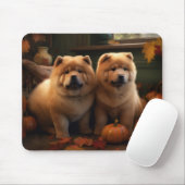 Tapis De Souris Chow Chow Chiot Automne Citrouille de plaisir (Avec souris)
