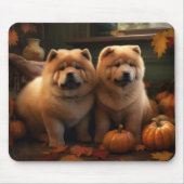 Tapis De Souris Chow Chow Chiot Automne Citrouille de plaisir (Devant)