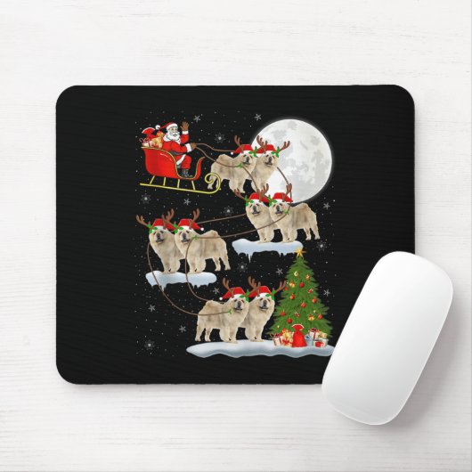 Tapis De Souris Chow Chow Dog Santa Sleigh Flying Funny Magical Ch (Avec souris)