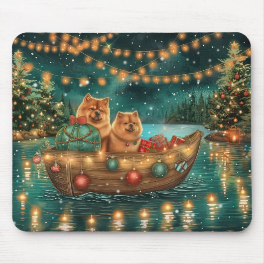 Tapis De Souris Chow Chow Noël Festive Voyage (Devant)