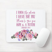 Tapis De Souris Chrétien Bible Verse Aquarelle rose Floral (Avec souris)