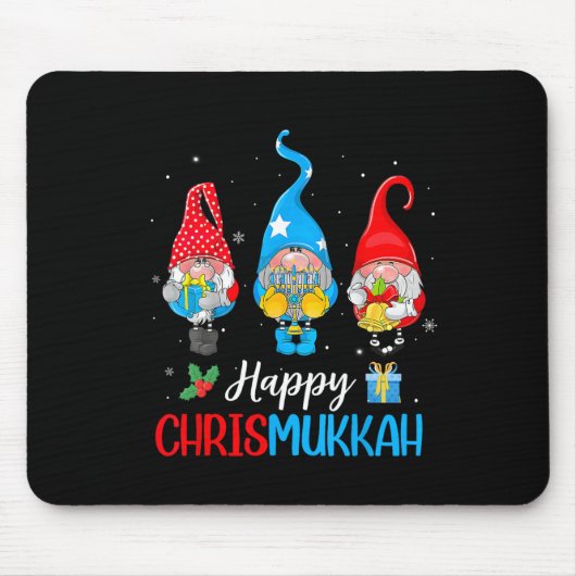 Tapis De Souris Chrismukkah Gnomes Joyeux Noël Et Joyeux Hanuk (Devant)