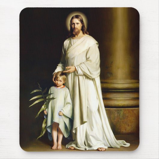 Tapis De Souris Christ et Enfant. Cadeau de Pâques (Devant)