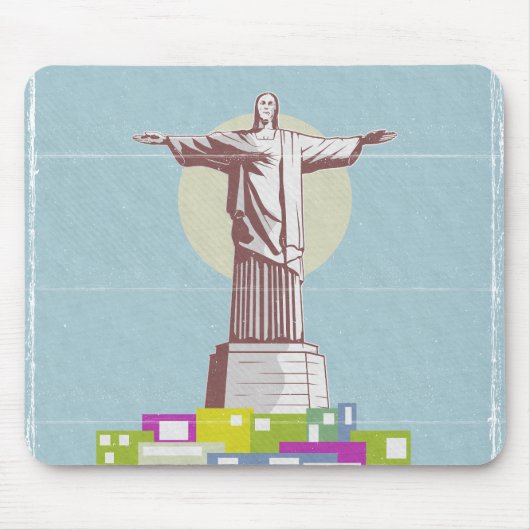 Tapis De Souris Christ le Rédempteur affiche de voyage Favela (Devant)