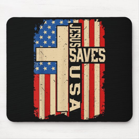 Tapis De Souris Christian Faith Jesus Save Usa Patriotic American (Devant)