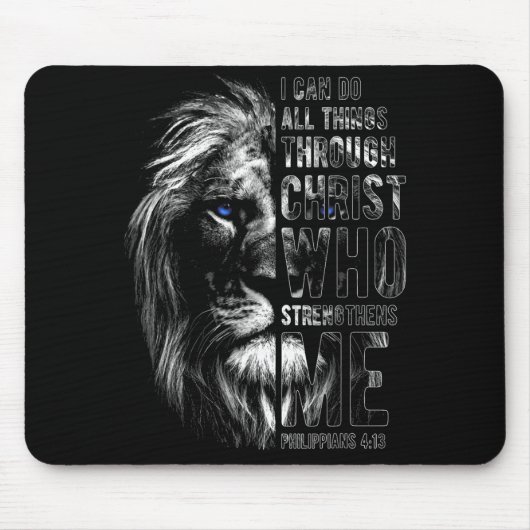 Tapis De Souris Christian I Can Do All Things Through Christ Lion (Devant)