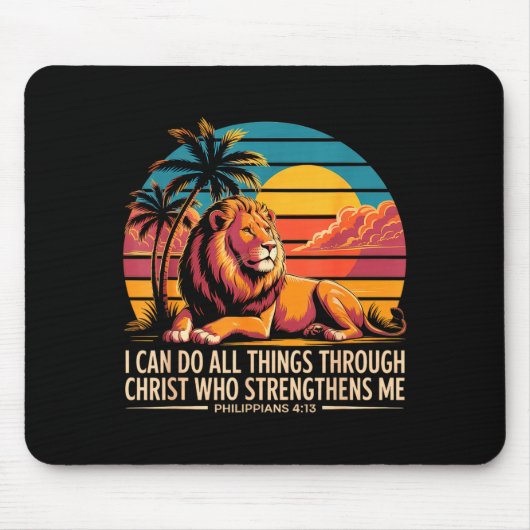 Tapis De Souris Christian Philipans 4 13 Religious Lion Strength (Devant)