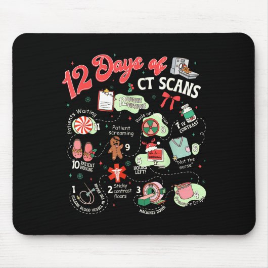 Tapis De Souris Christmas 12 Days Of Ct Technologist Cat Scan Radi (Devant)