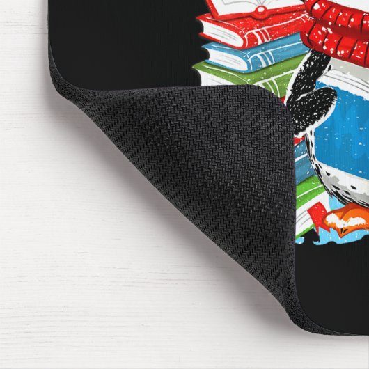 Tapis De Souris Christmas A Penguin Reading Book Snowflake Cocoa H (Coin)