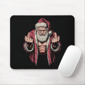 Tapis De Souris Christmas Angry Santa Middle Finger Sarcastic Xmas (Avec souris)