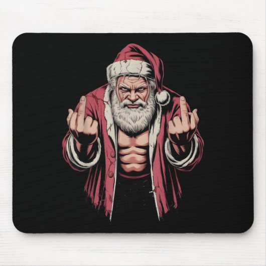 Tapis De Souris Christmas Angry Santa Middle Finger Sarcastic Xmas (Devant)