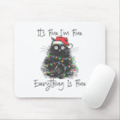 Tapis De Souris Christmas Black Cat It's Fine I'm Fine Everything (Avec souris)
