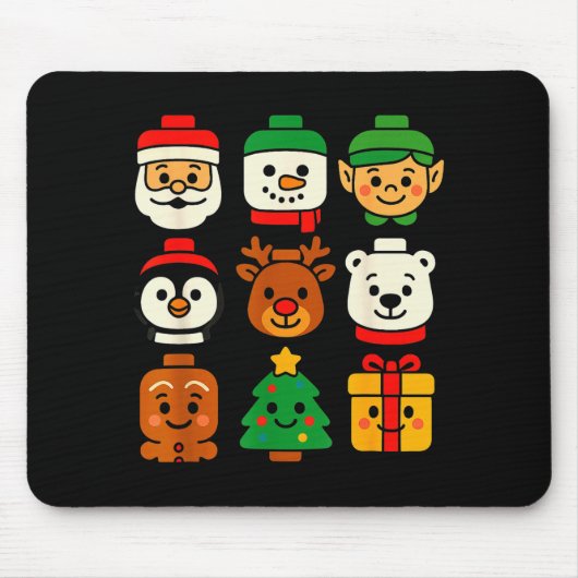 Tapis De Souris Christmas Building Brick Santa Elf Snowman Xmas Bo (Devant)