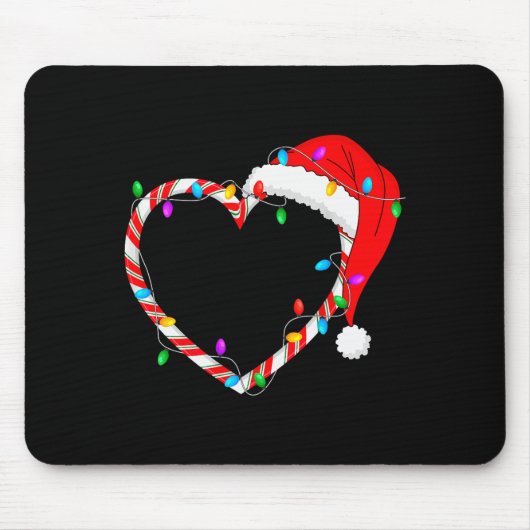 Tapis De Souris Christmas Candy Cane Heart Funny Love Candy Men Wo (Devant)