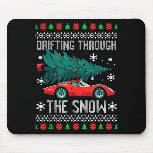 Tapis De Souris Christmas Car Drifting Through Snow Ugly Xmas Men (Devant)