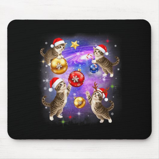 Tapis De Souris Christmas Cat In Space Meowy Xmas Ornaments Kitty (Devant)