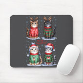 Tapis De Souris Christmas Cats _ Merry Christmas Cats Graphic  (Avec souris)