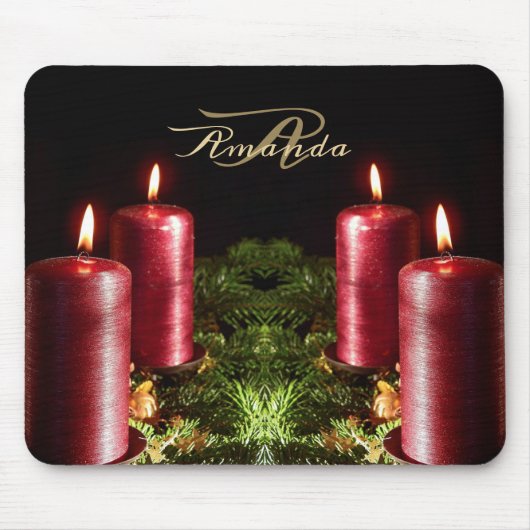 Tapis De Souris Christmas Celebration Red Candles Winter Holidays (Devant)
