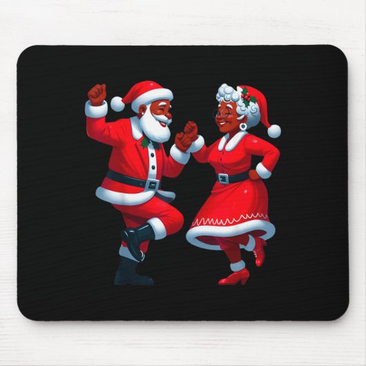 Tapis De Souris Christmas Dancing Black African American Santa Mrs (Devant)