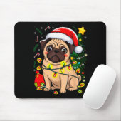 Tapis De Souris Christmas Dog Santa Clause Pug Puppy X-mas (Avec souris)