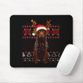Tapis De Souris Christmas Dog With Hat And Lights - Funny Holiday (Avec souris)