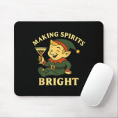 Tapis De Souris Christmas Elf Martini Funny Alcohol Saying Srits B (Avec souris)