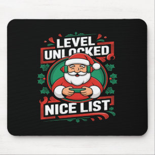 Tapis De Souris Christmas Gamer Boys Nice List jeu vidéo Père Noël