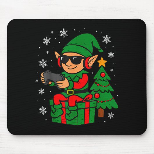 Tapis De Souris Christmas Gamer Retro Elf Funny Xmas Gaming Boys K (Devant)
