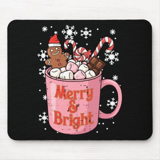 Tapis De Souris Christmas Gingerbread Cocoa Merry Bright Xmas Wome (Devant)