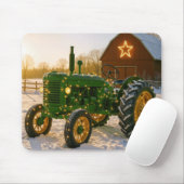 Tapis De Souris Christmas Green Tractor With Glowing Lights (Avec souris)