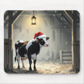 Tapis De Souris Christmas Hereford Cow In Barn Doorway (Devant)